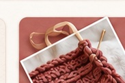 Close-up of handmade knitwork in progress