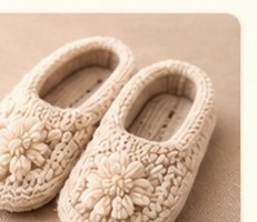 Oatmeal Flower Slippers